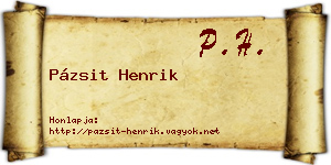 Pázsit Henrik névjegykártya